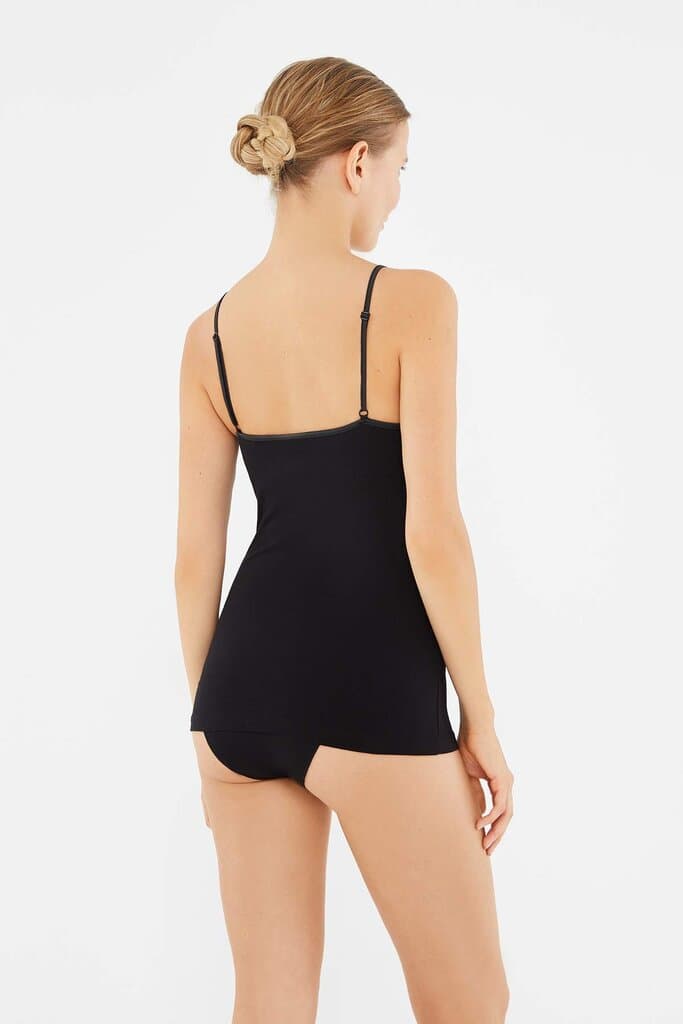Dagi Women's Pack of 2 Black Slim Strap Pima Cotton Camisoles 3