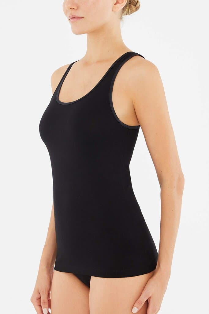 Dagi Black Wide Neck Thick Strap Cotton Women's Tank Top 5