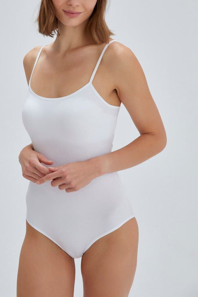Dagi Women's White Cotton Sleeveless Bodysuit 5