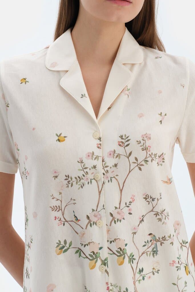 Dagi Off-White Floral Print Pajama Set 6