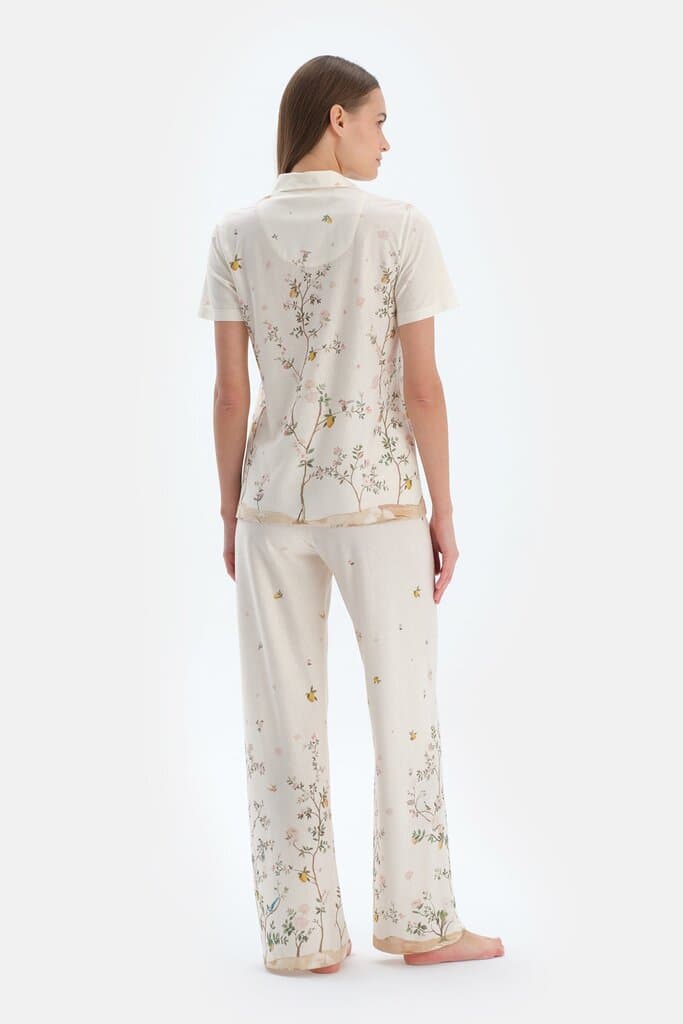 Dagi Off-White Floral Print Pajama Set 3