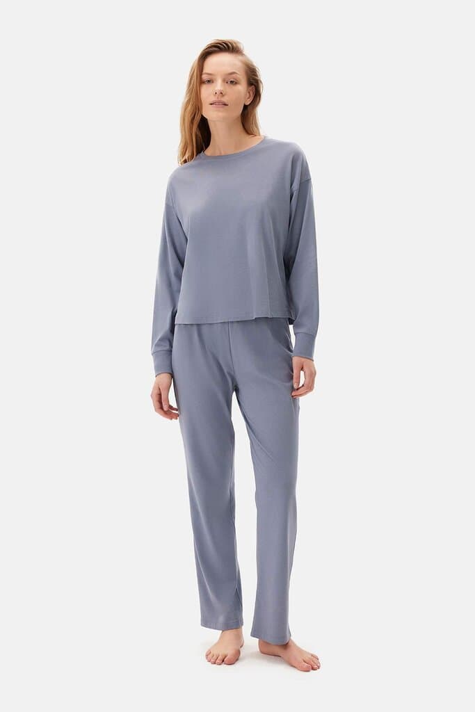 Dagi Navy Blue Long-Sleeved Celliant Pajama Set