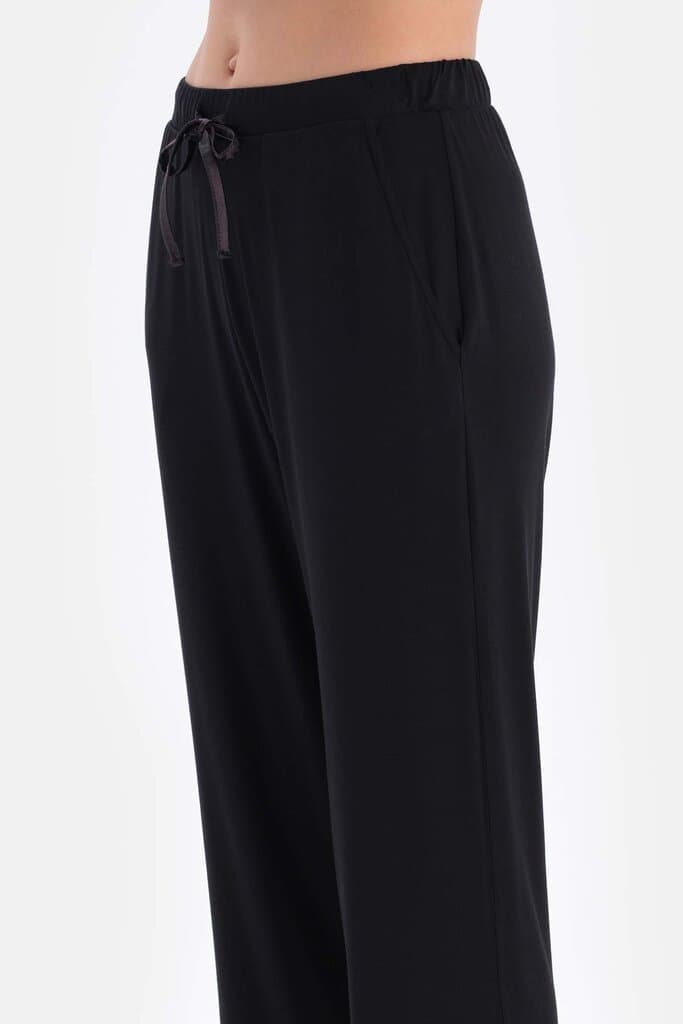 Dagi Black Viscose Pajama Set with Embroidery Details 5