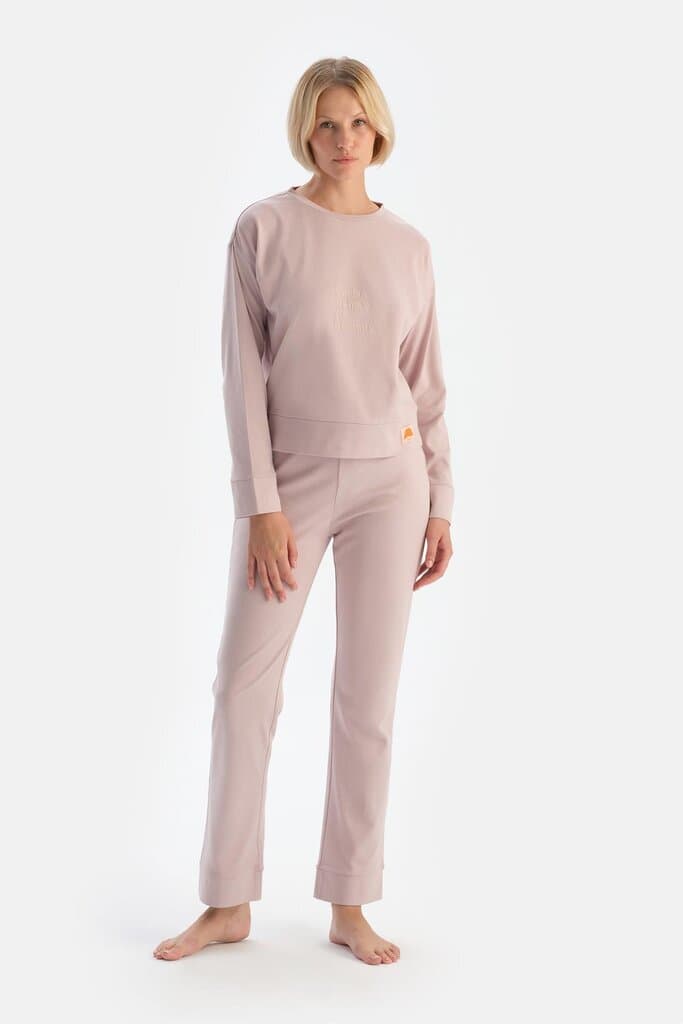 Dagi Lavender Slogan Print Long-Sleeve Cotton Pajama Set 4