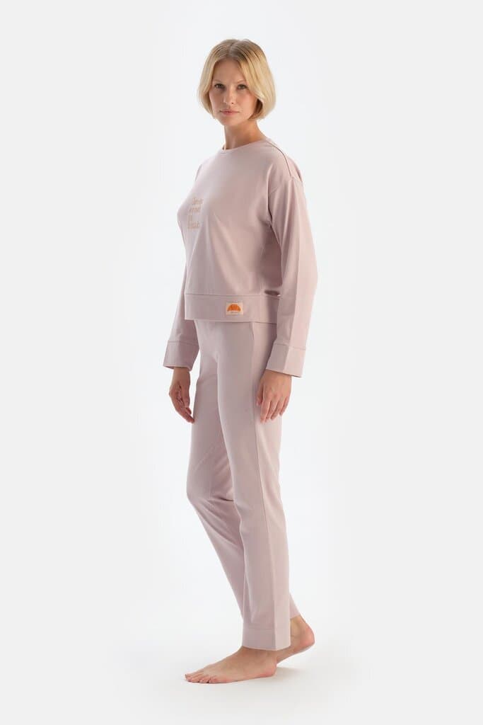 Dagi Lavender Slogan Print Long-Sleeve Cotton Pajama Set 3