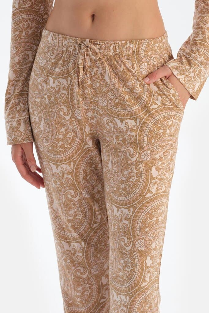 Dagi Light Pink Modal Pajama Set with Shawl Pattern 6