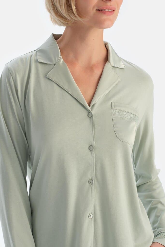 Dagi Mint Green Modal Pajama Set with Satin Trim 5