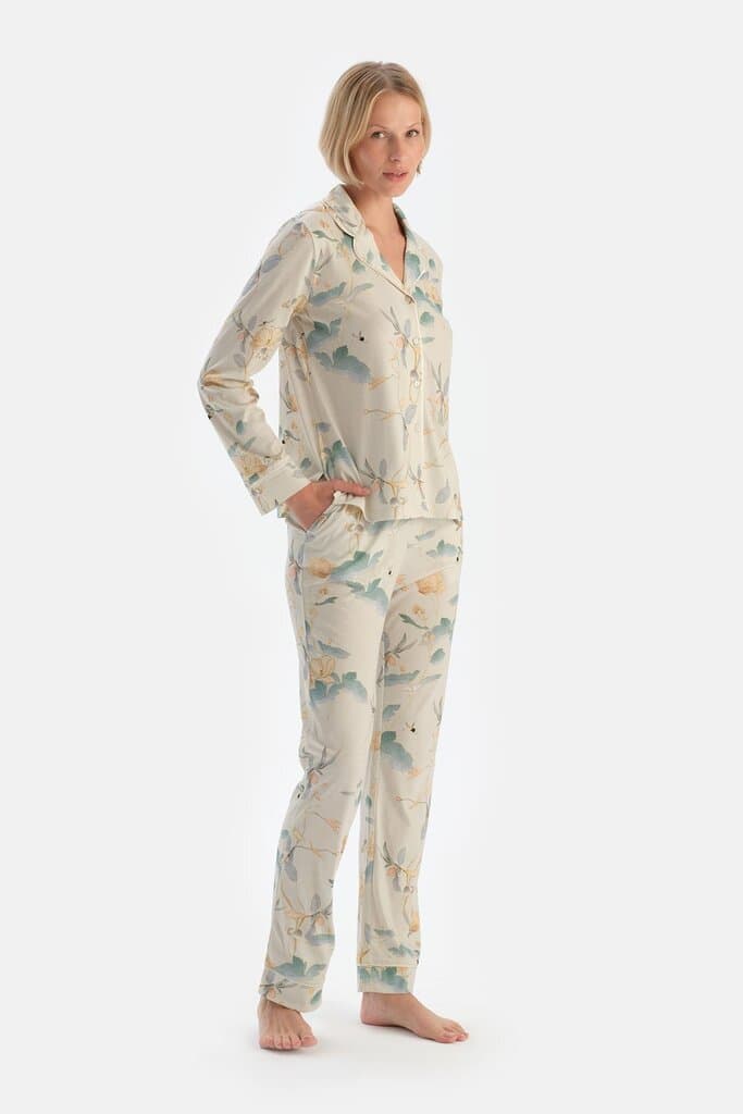 Dagi Mint Green Floral Print Pajama Set 4