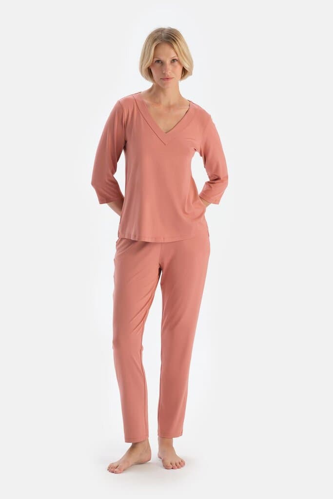 Dagi Women's Long-Sleeve V-Neck Viscose Pajama Set