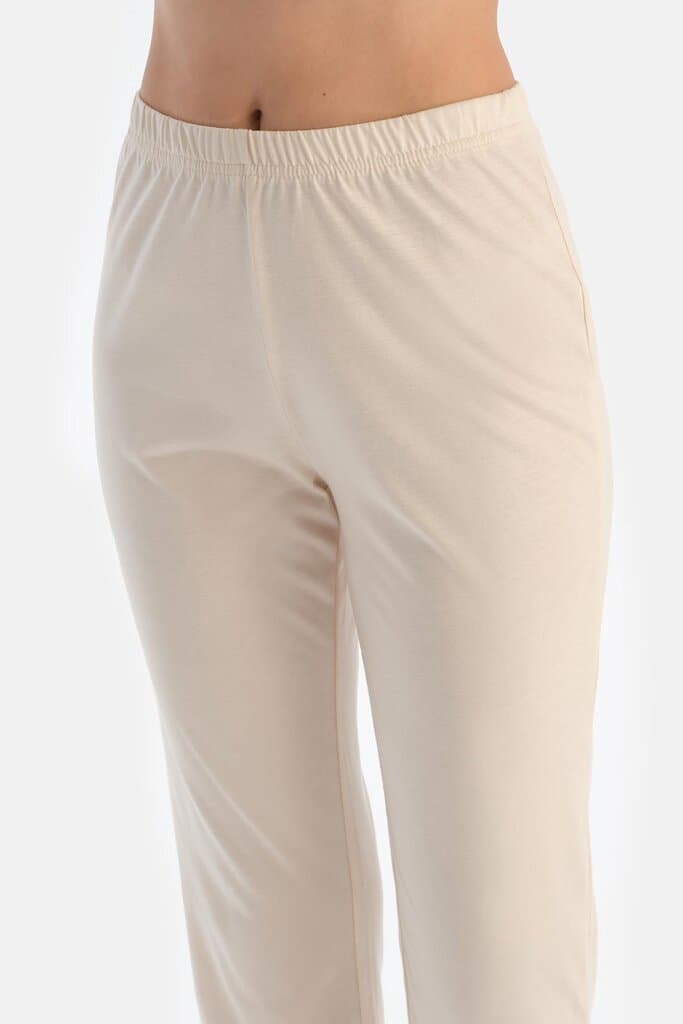 Dagi Off-White Modal Pajama Set with Thin Straps and Satin Trim 6