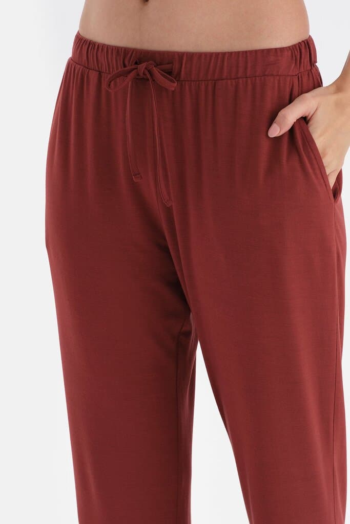 Dagi Brown Piping Detail Shirt Collar Viscose Pajama Set 4