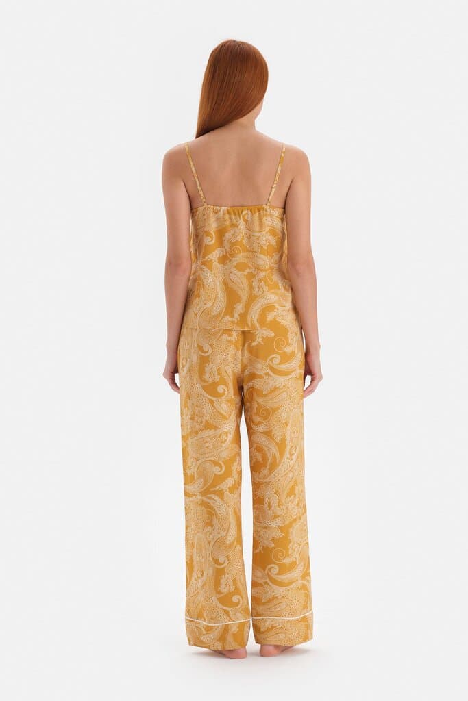 Dagi Mustard Print Viscose Pajama Set with Straps 2