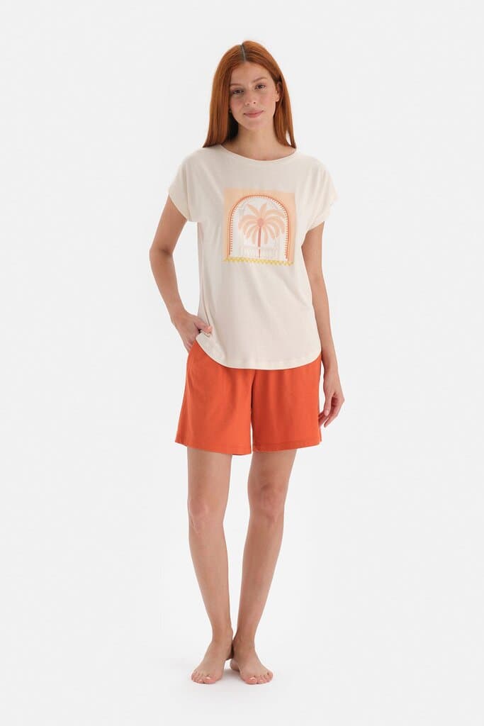 Dagi Women's Modal Short-Sleeve Printed Pajama Set with Shorts