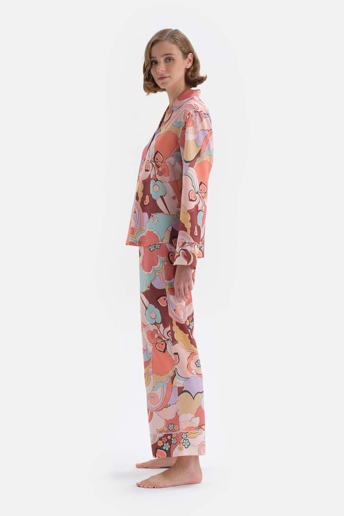 Dagi Printed Viscose Pajama Set with Mixed Pattern Shirts 3