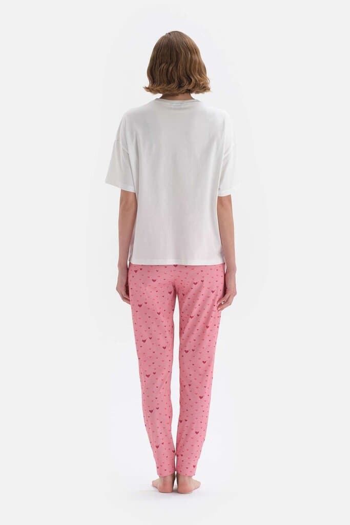 Dagi Women's White Short Sleeve Panther Licensed Cotton Pajama Set 2