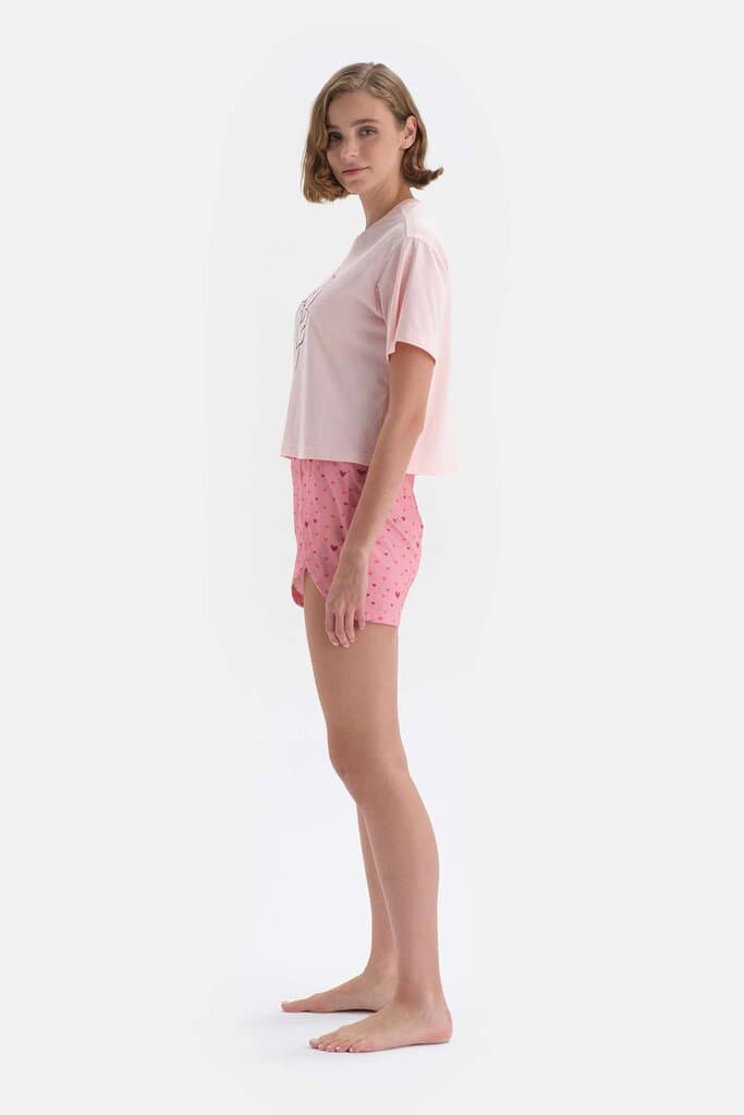 Dagi Pink Short-Sleeve Licensed Cotton Pajama Set 3