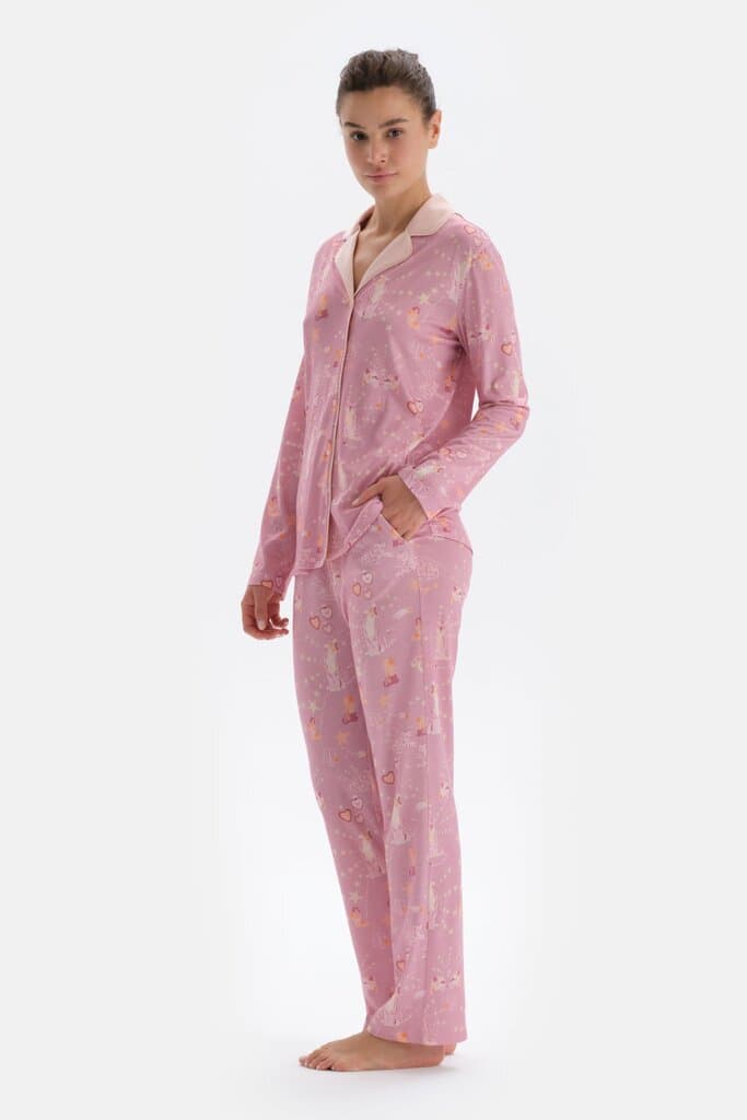 Dagi Pink Print Pajama Set 3