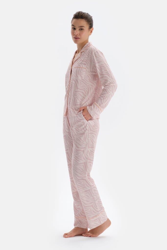 Dagi Printed Pyjama Set with Lace Detail 3