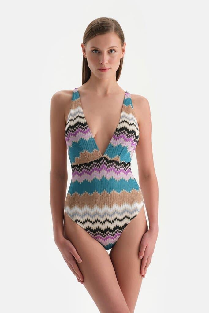 Dagi Green Deep V-Neck Swimsuit 5