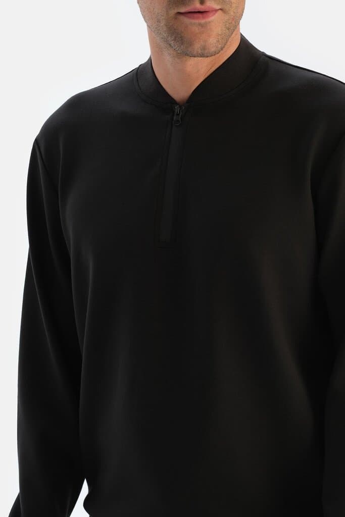 Dagi Black Men's Modal Half-Zip Sweatshirt 5