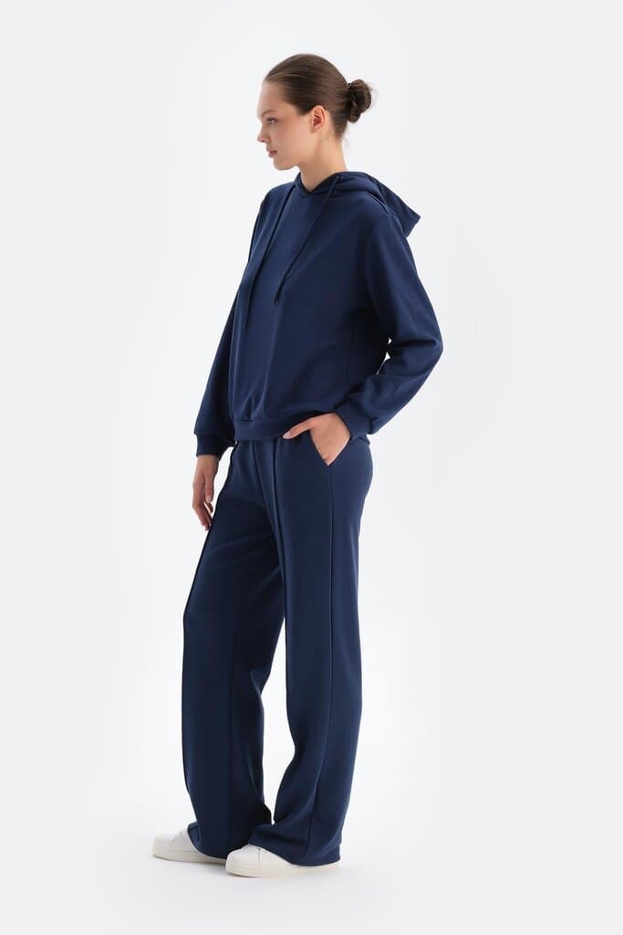 Dagi Navy Blue Long Sleeve Hooded Modal Sweatshirt 3