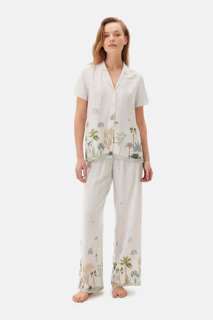 Dagi Aqua Green Water Print Woven Viscose Pajama Bottoms 5