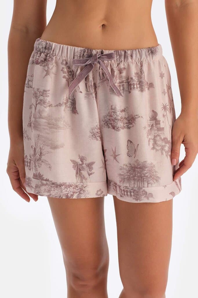Dagi Light Pink Patterned Woven Shorts Pajama Bottoms 6