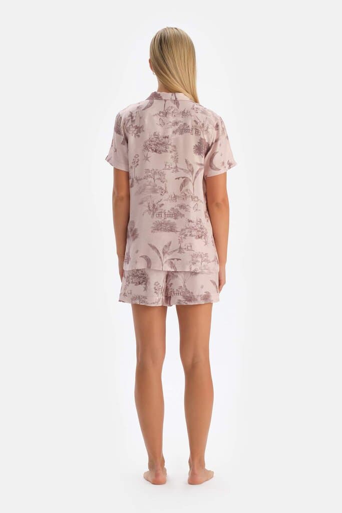 Dagi Light Pink Patterned Woven Shorts Pajama Bottoms 2
