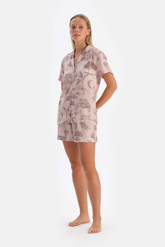 Dagi Light Pink Patterned Woven Shorts Pajama Bottoms 4