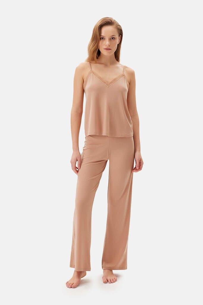 Dagi Light Brown Basic Pajama Bottoms
