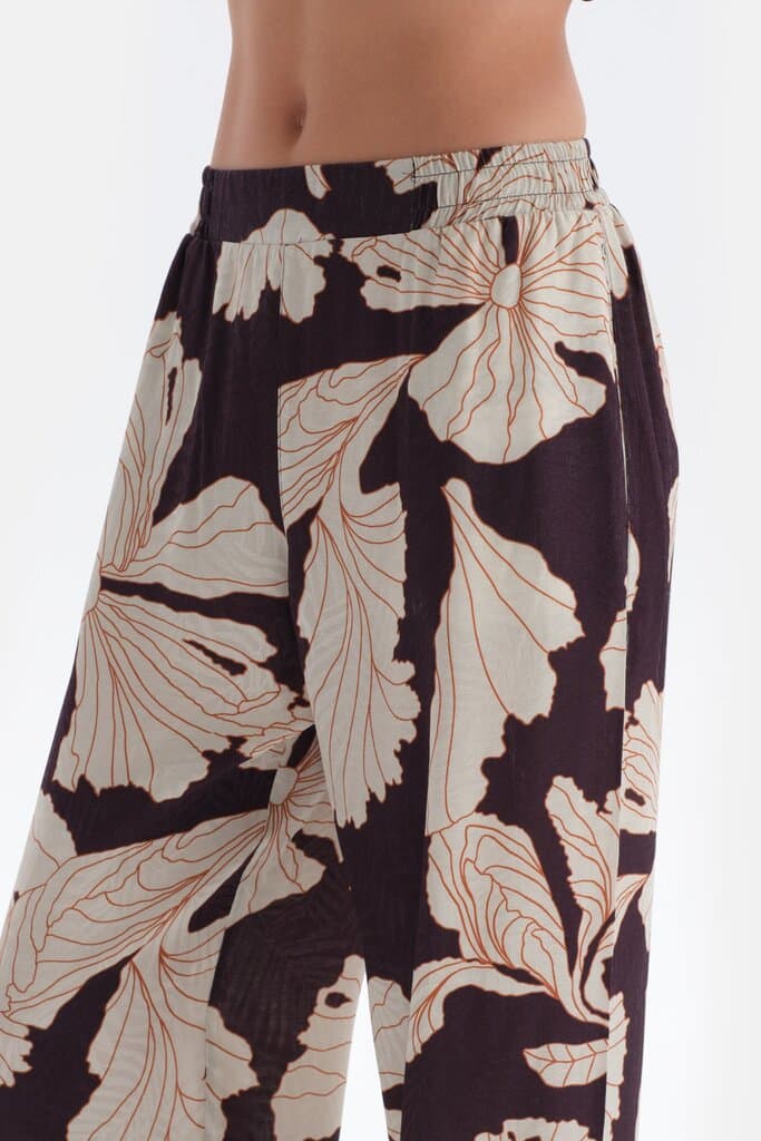 Dagi Purple Flower Print Satin Pajama Bottoms 4