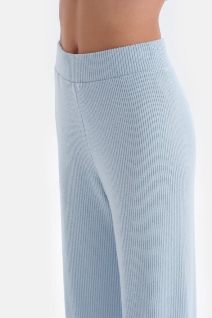 Dagi Blue Wide Leg Knit Pajama Bottoms 4