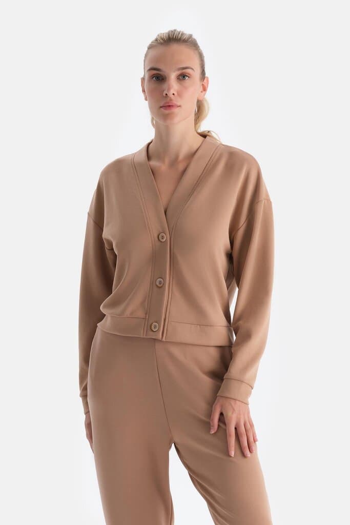 Dagi Milk Coffee Modal Button Cardigan