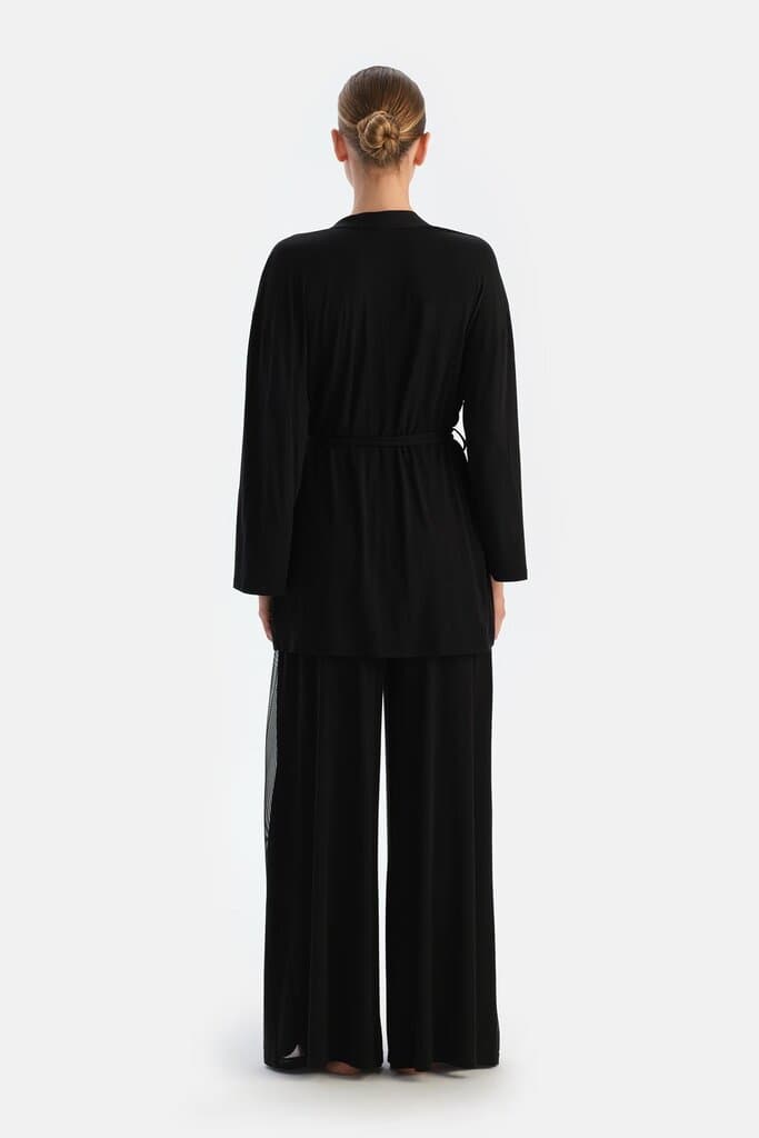 Dagi Black Trousers with Lace Detail on the Side 2