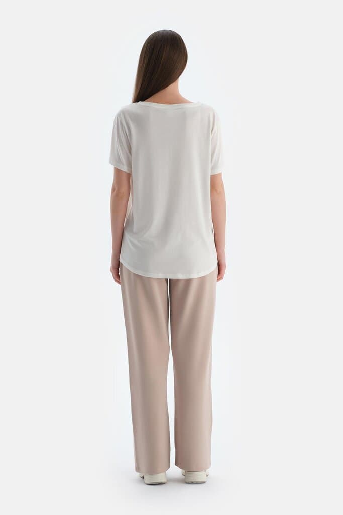 Dagi Beige Women's Modal Blend Pants with Piping Detail 2