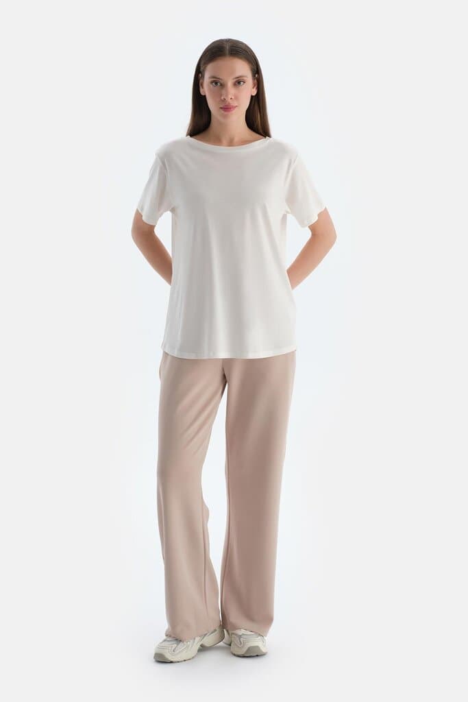 Dagi Beige Women's Modal Blend Pants with Piping Detail 4
