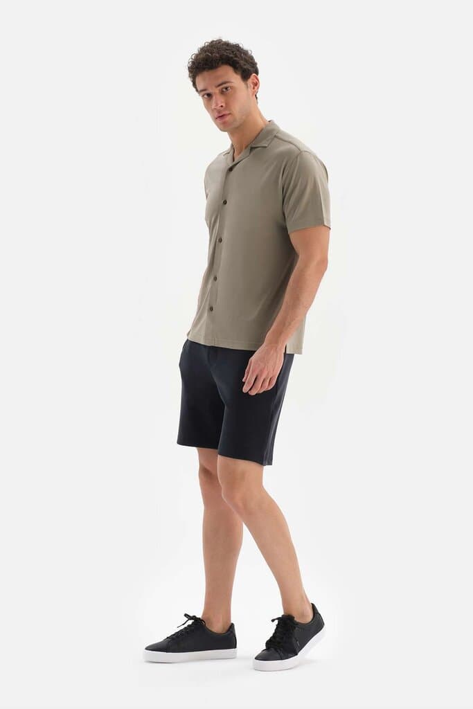 Dagi Khaki Modal Short Sleeve Cupra Shirt 3