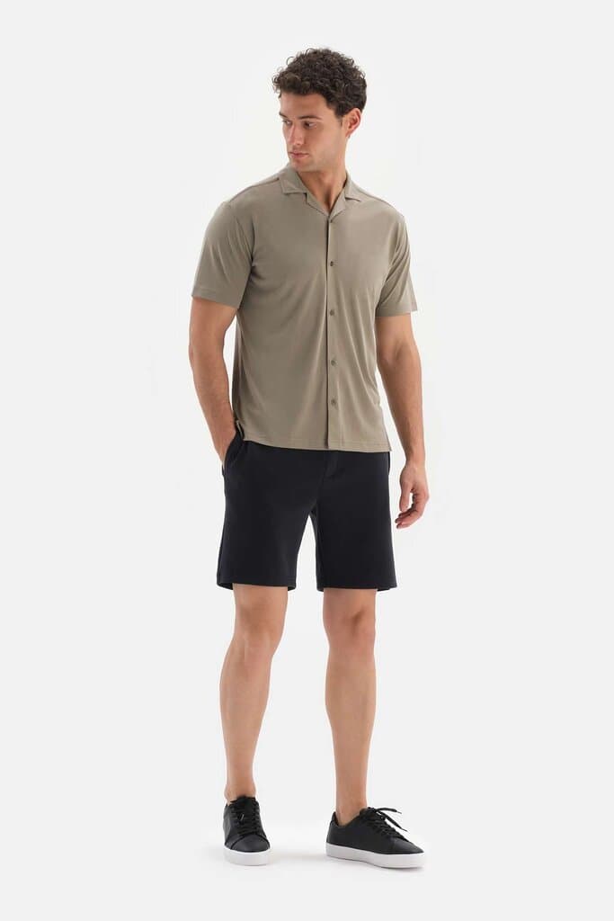Dagi Khaki Modal Short Sleeve Cupra Shirt 5