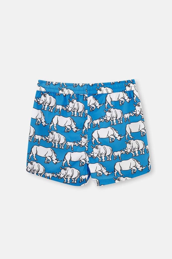 Dagi Turquoise Micro Short Rhinoceros Print Swim Trunks 5