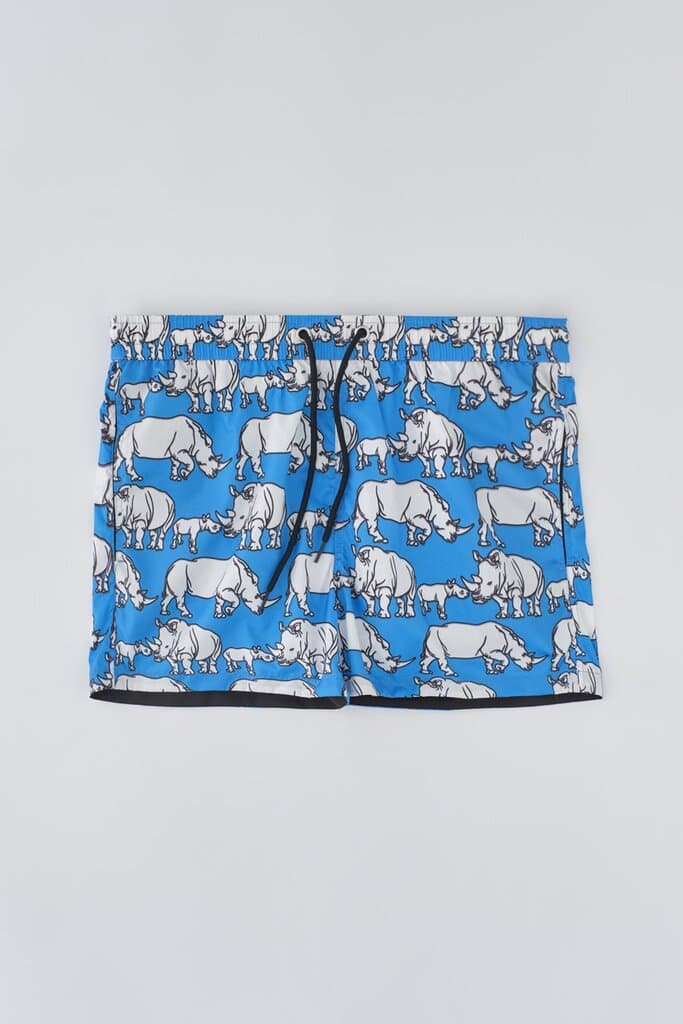 Dagi Turquoise Micro Short Rhinoceros Print Swim Trunks 7