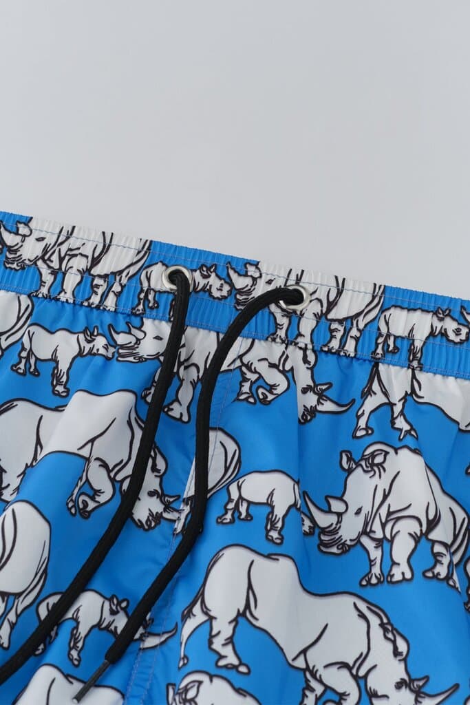 Dagi Turquoise Micro Short Rhinoceros Print Swim Trunks 9