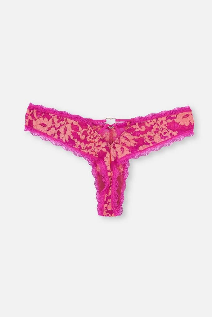 Dagi Pink Lace Detail Thong 7