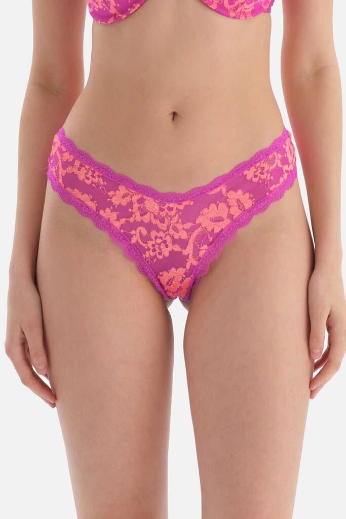 Dagi Pink Lace Detail Thong 2