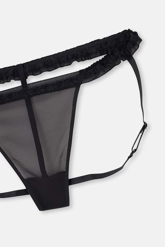 Dagi Black Tulle Detail String Bikini 7