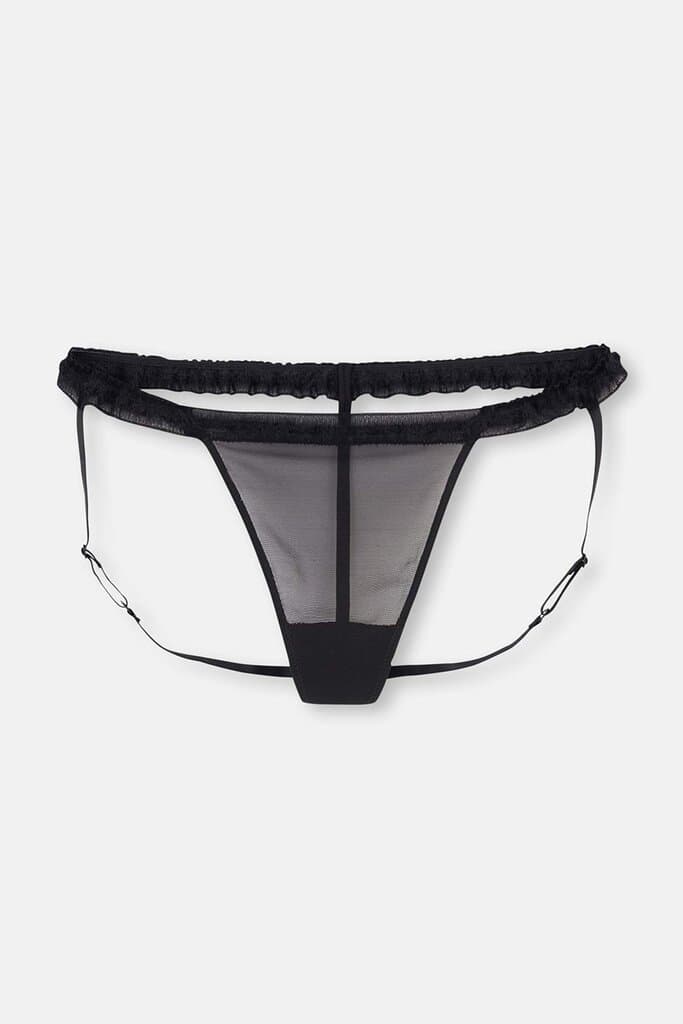Dagi Black Tulle Detail String Bikini