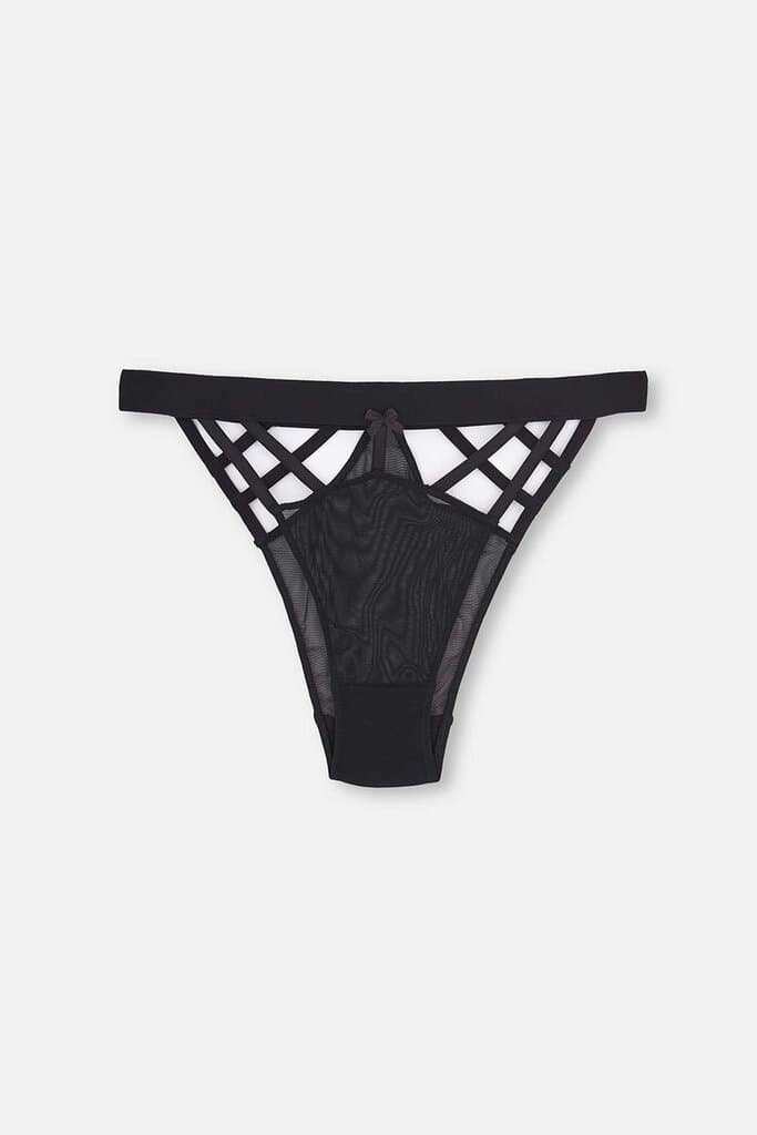 Dagi Black String Detail Fishnet Brazilian
