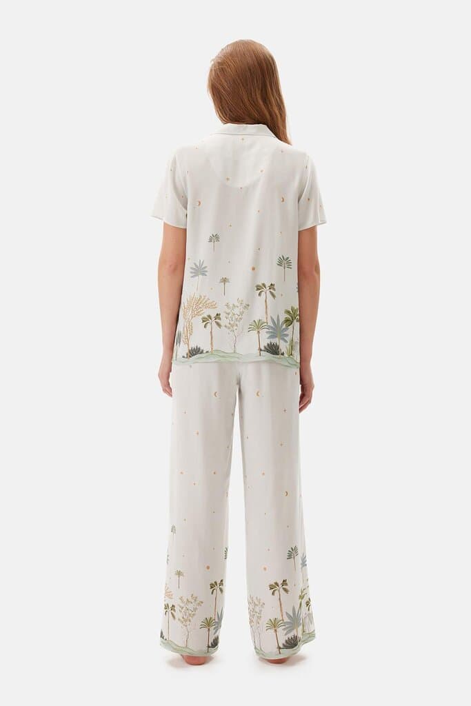 Dagi Aqua Green Water Print Viscose Shirt Pajama Top 2