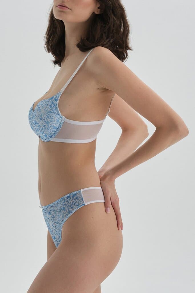 Dagi Blue Patterned Tulle Thong 3