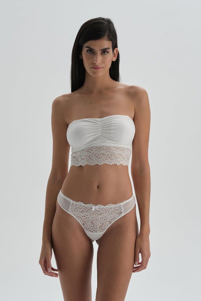 Dagi Ecru Lace Detail Thong 4