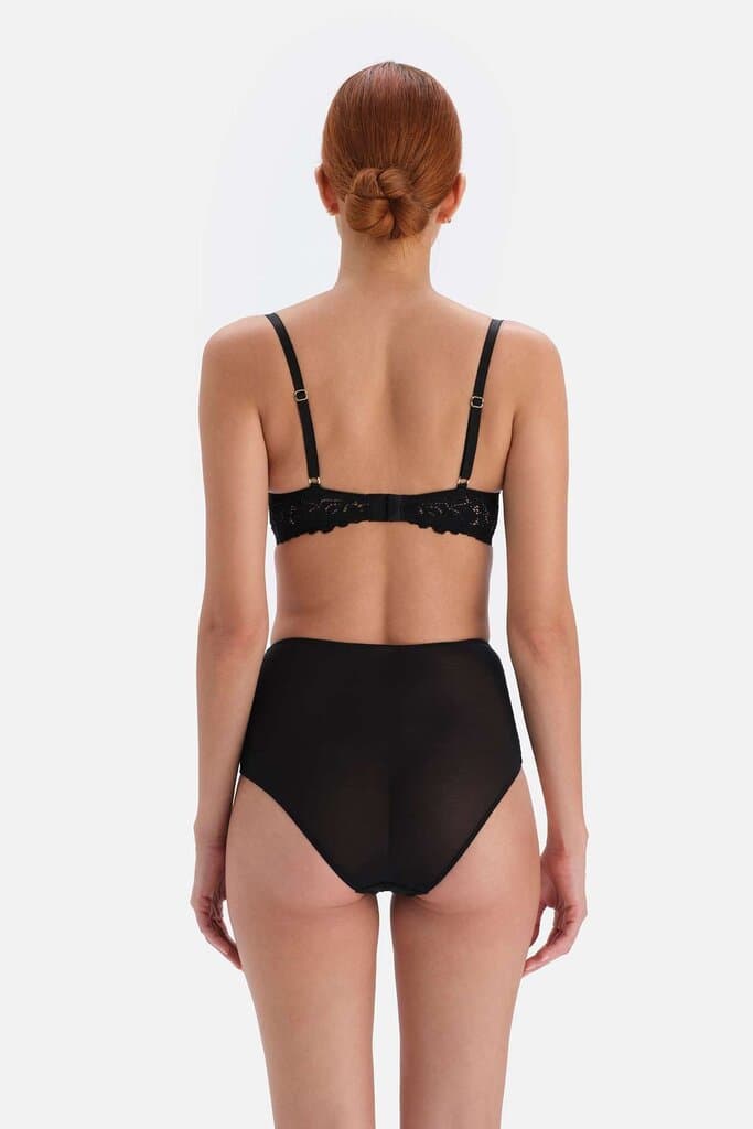 Dagi Black Lace Detail High-Waisted Micro Thong 2